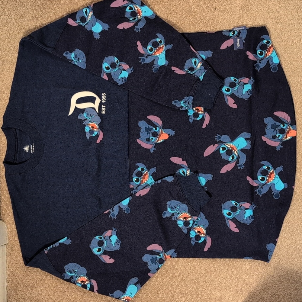 Disney Unisex Spirit Jersey Blue Stitch Long Sleeve Shirt Unisex NWT